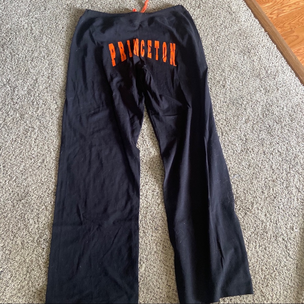 Princeton Black Sweatpants Orange Print Back Drawstring Large